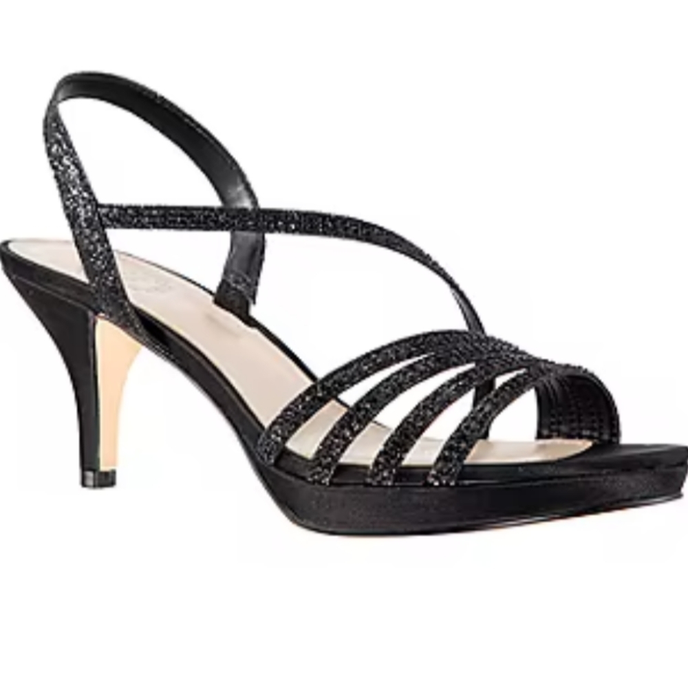 I. Miller Sparkly strappy sandals w/ cone heel